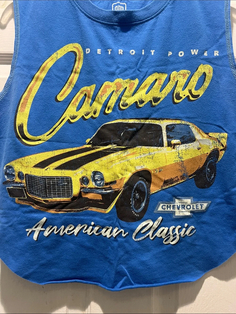 GM Official Apparel Blue Tank with Yellow Camaro Graphic - Picture 4 of 6